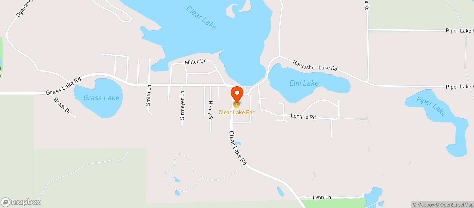 Map showing Clear Lake Bar