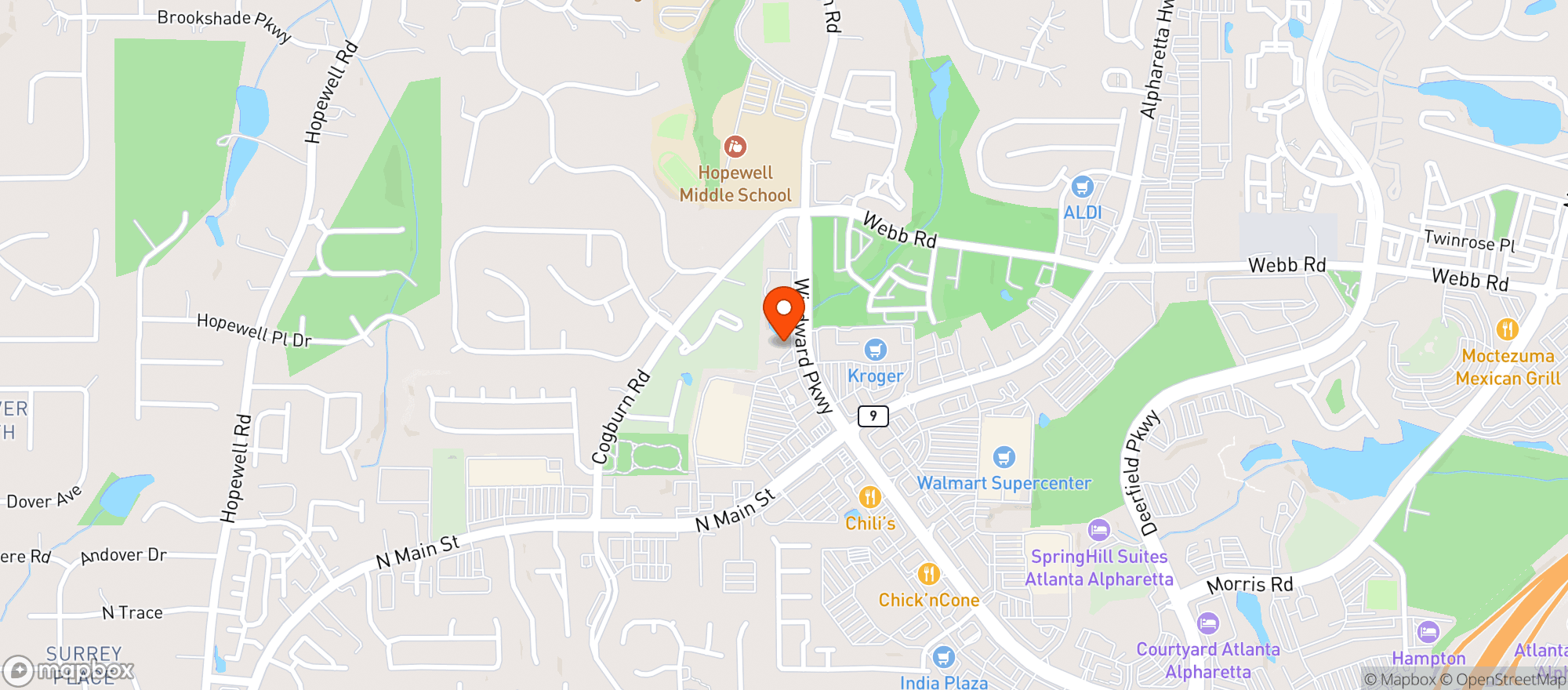 Map showing Mambos Cafe