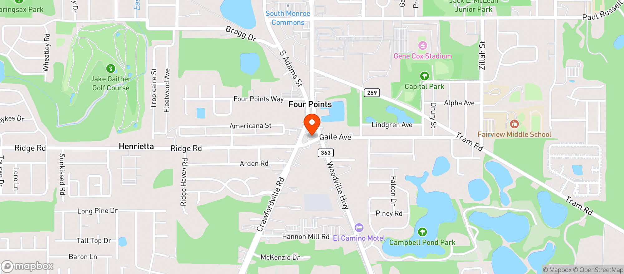 Map showing CIRCLE K (3433 CRAWFORDVILLE RD)