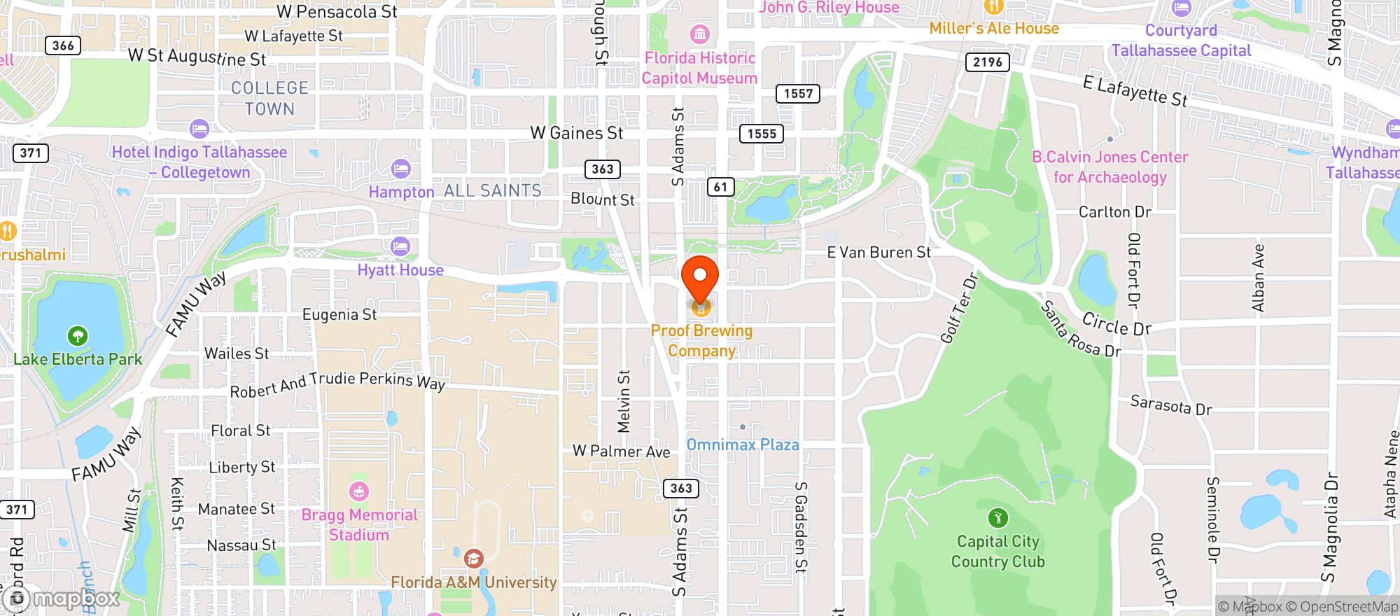 Map showing Proof Brewing Co