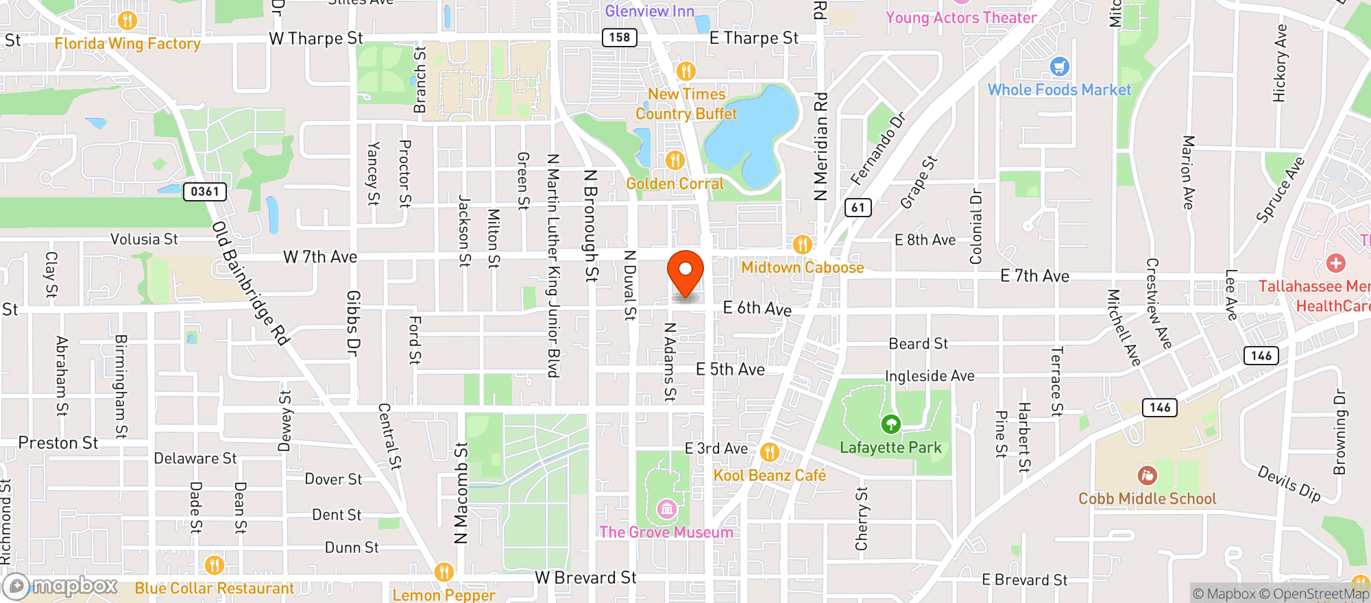 Map showing Gaines Street Pies