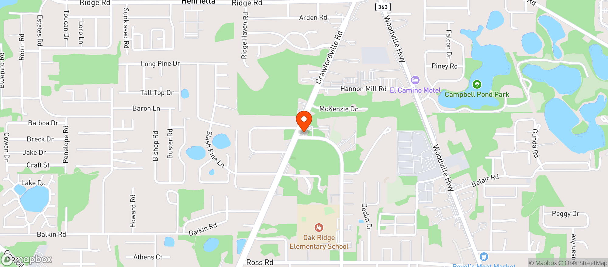 Map showing Tony S Corner