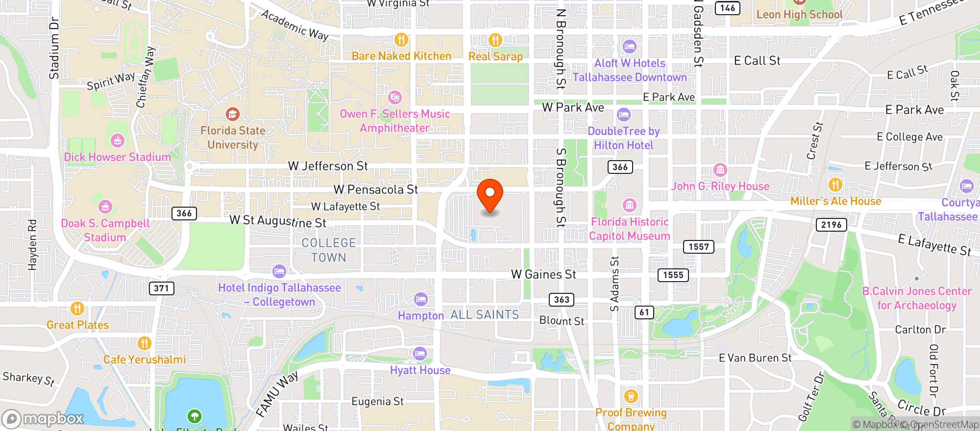 Map showing Civic Center Catering