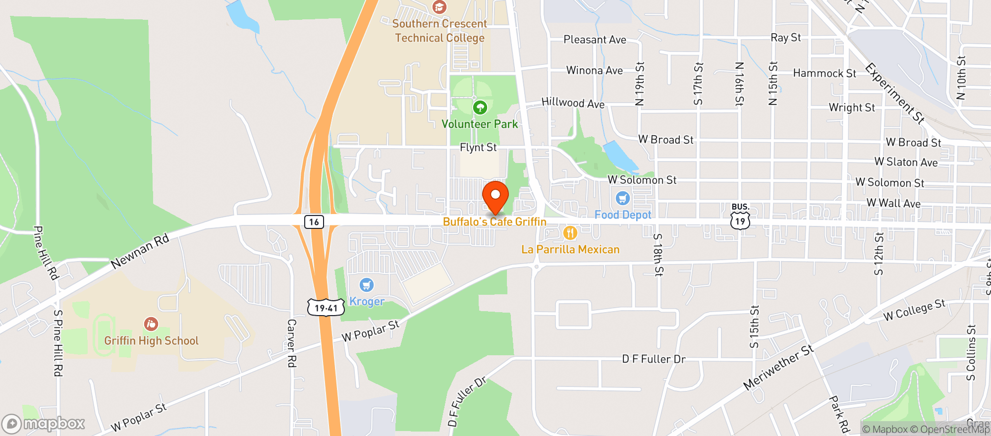 Map showing Buffalos Cafe
