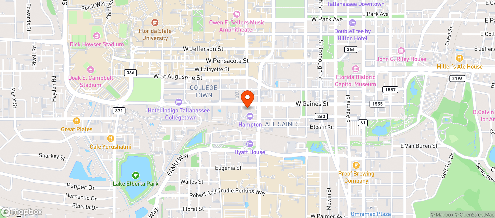 Map showing Gaines Street Pies