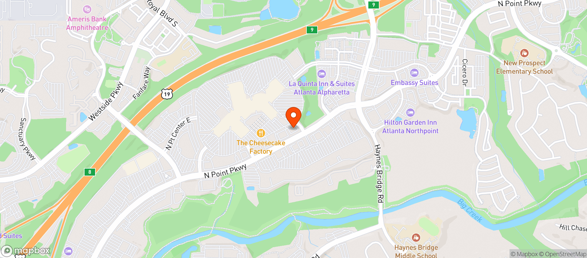 Map showing California Pizza Kitche #67