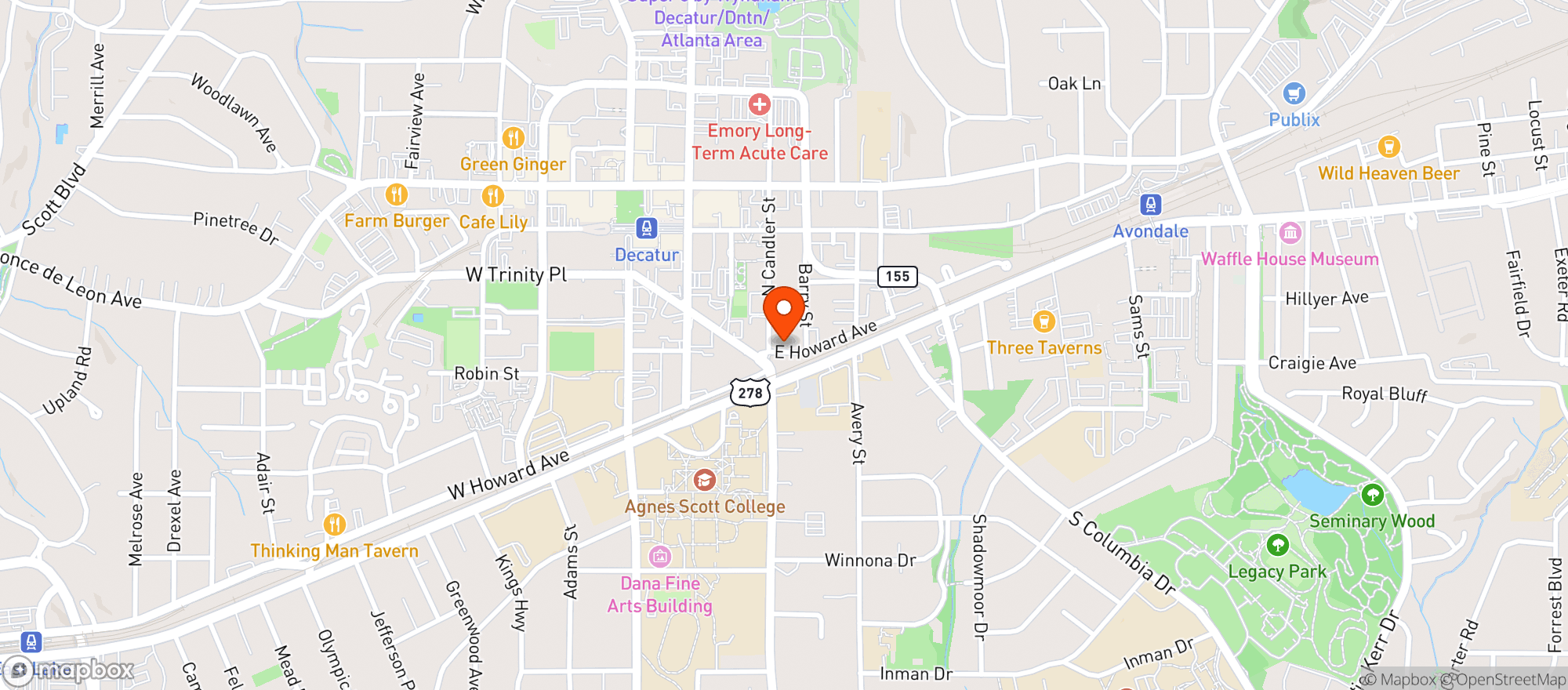Map showing Smileys Burger Club