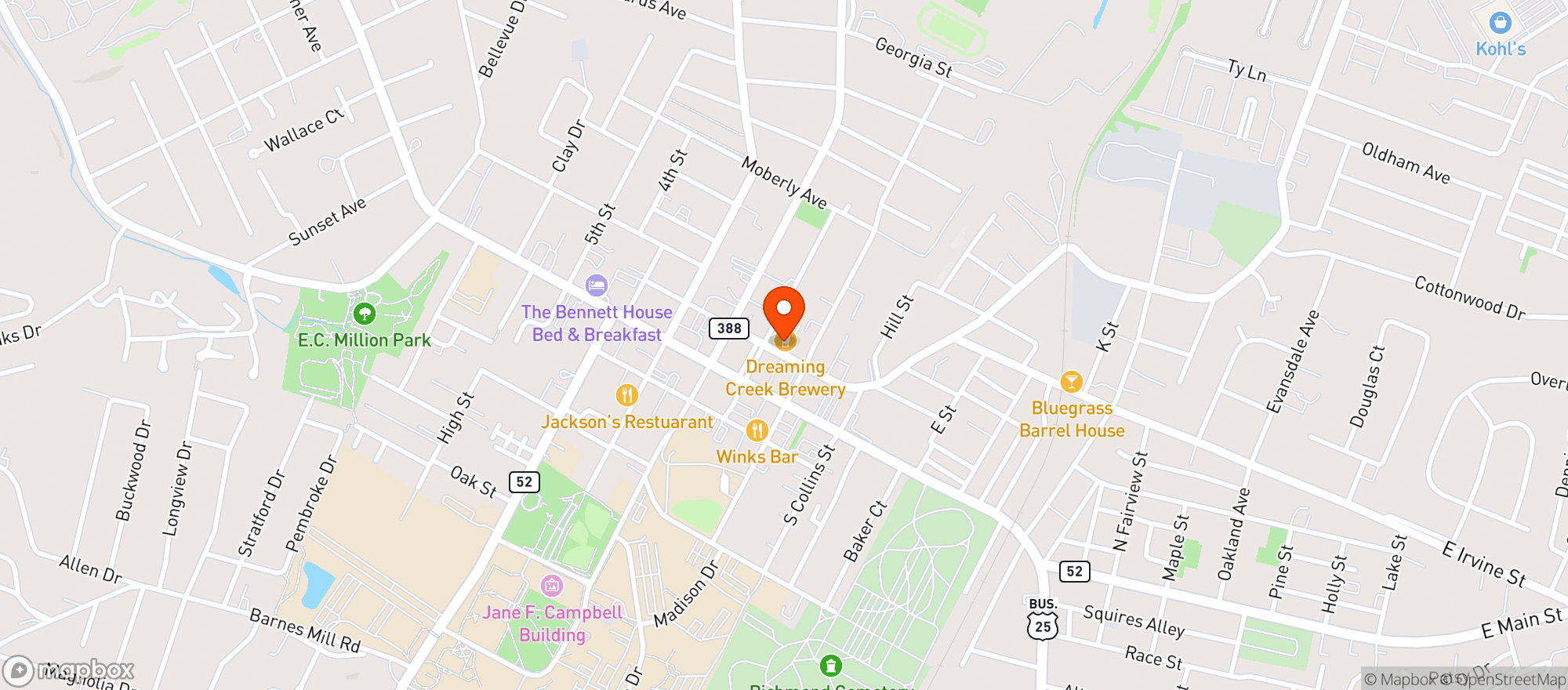 Map showing Dreaming Creek Brewery