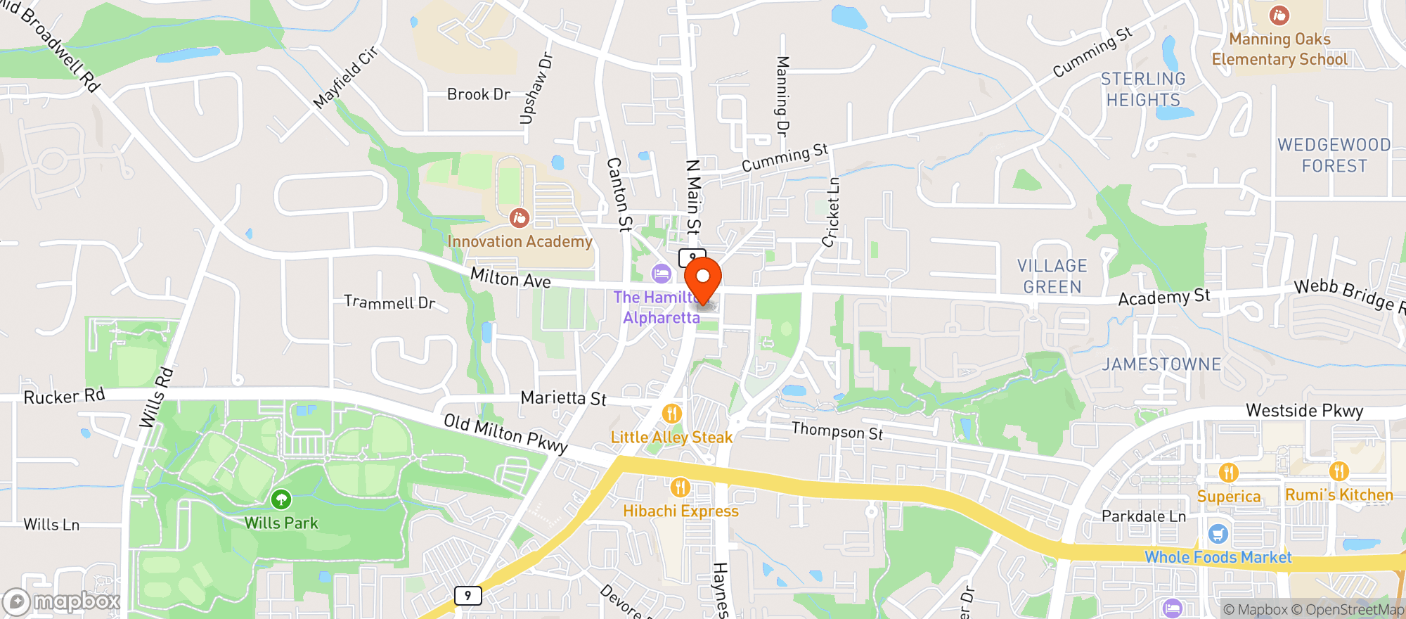 Map showing Nauti Dog Grill