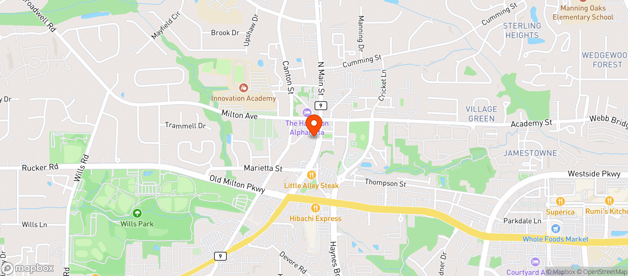 Map showing Up On The Roof