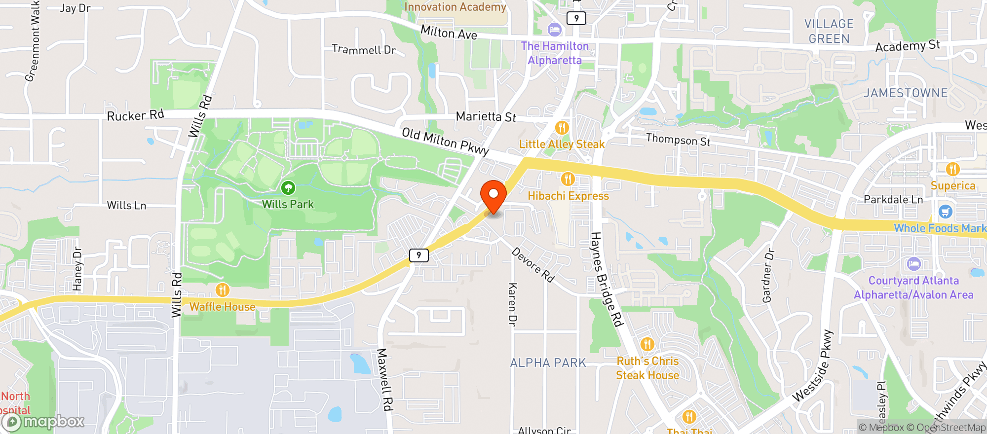 Map showing 26 Thai Kitchen And Bar