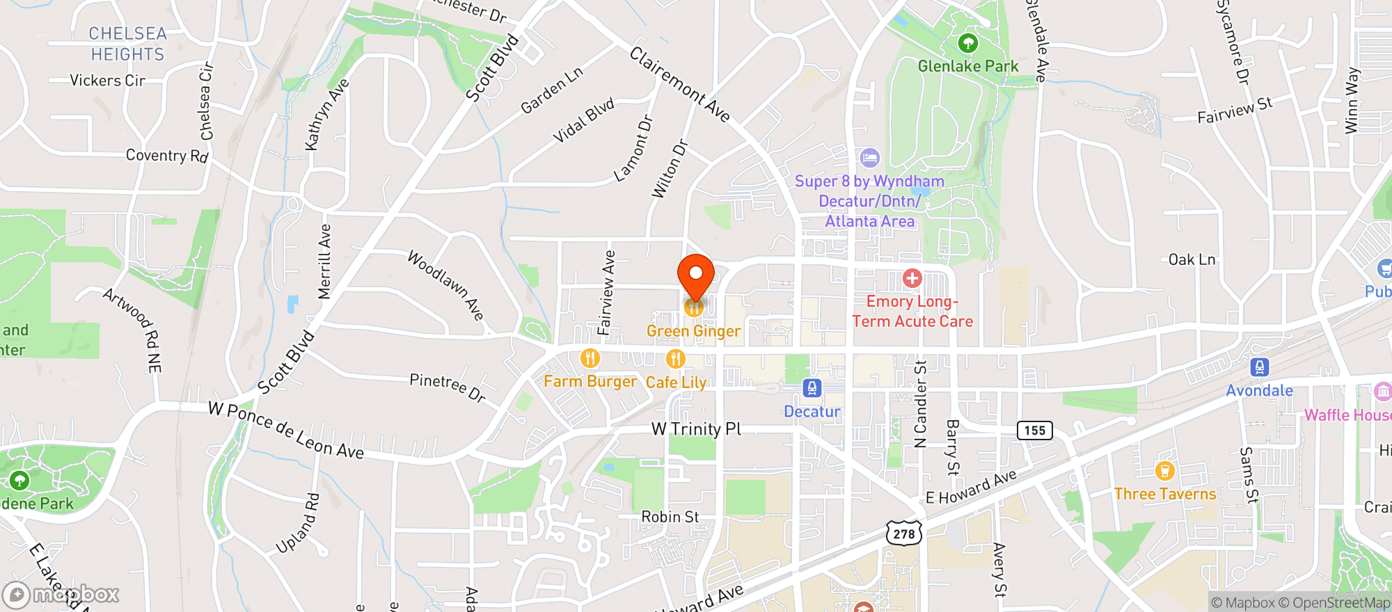 Map showing Green Ginger