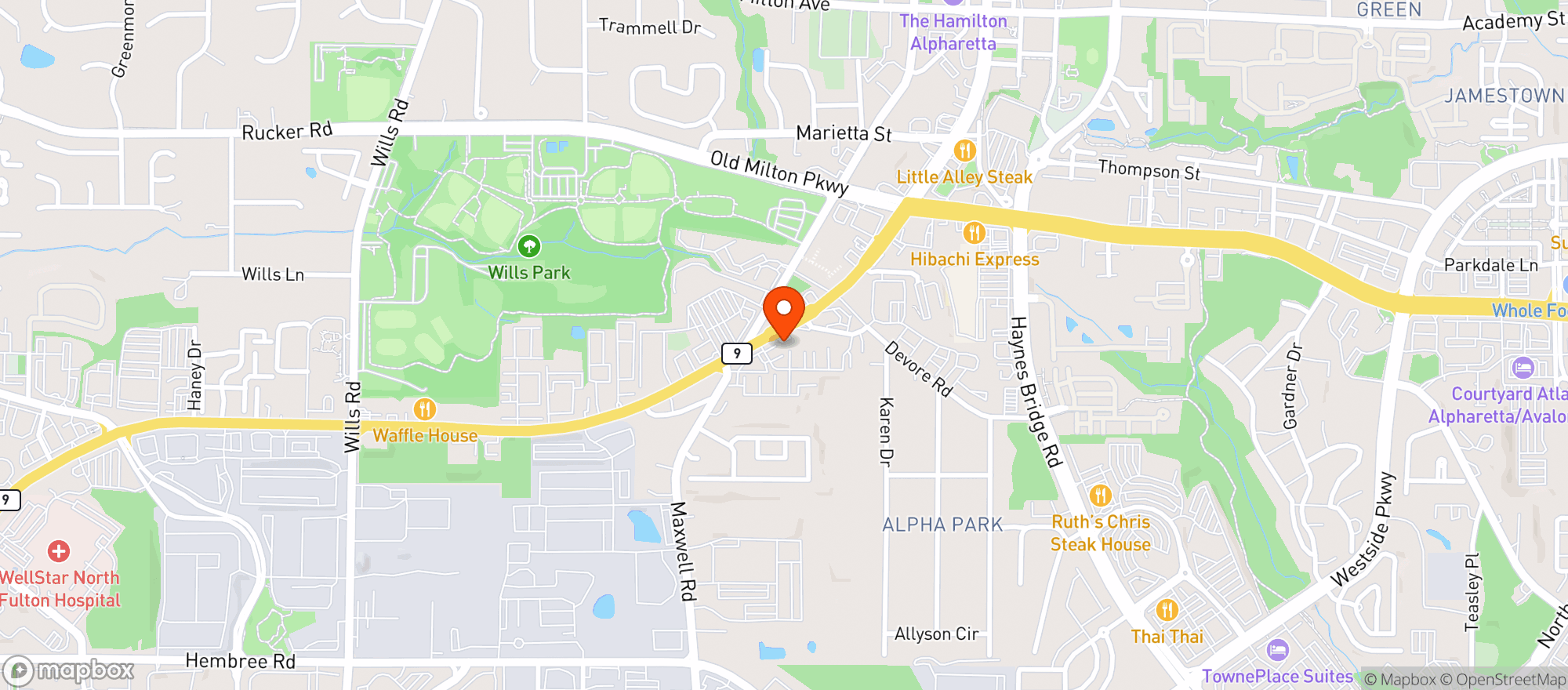 Map showing Hilltop Food Mart / Chevron