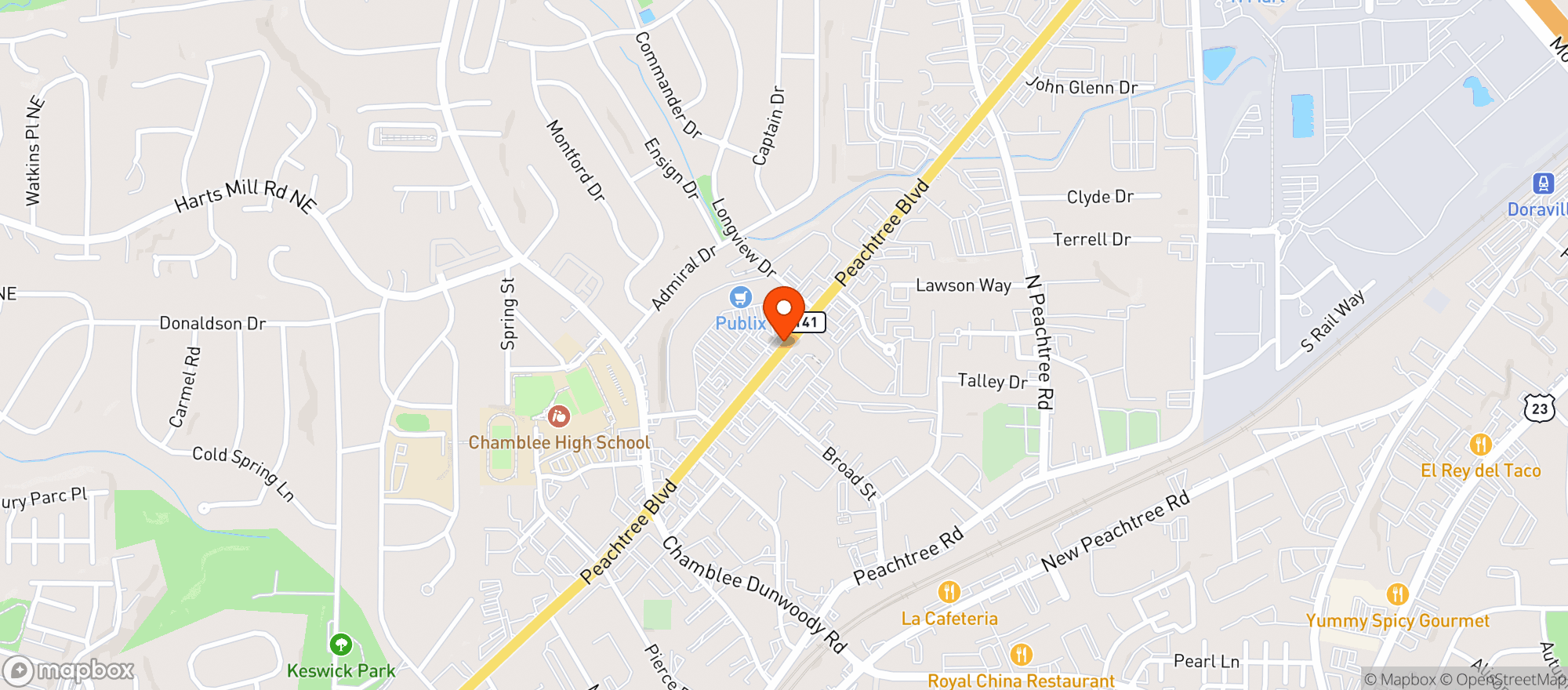 Map showing Publix Super Market