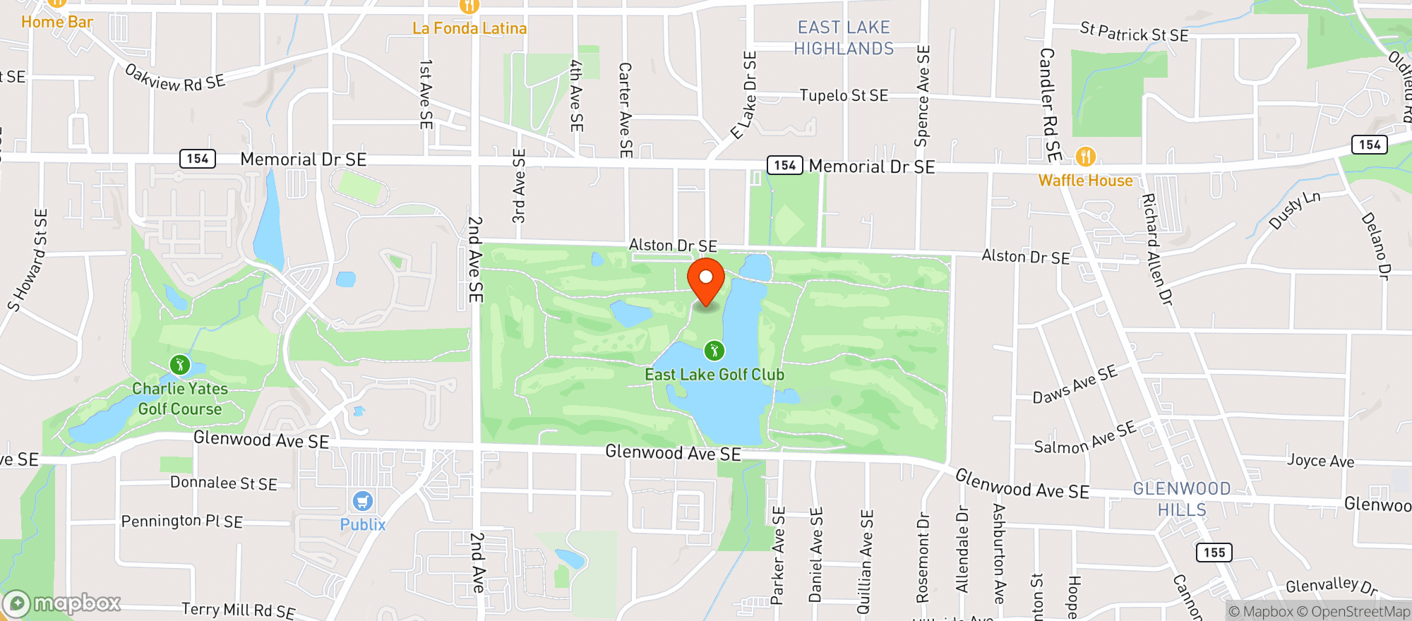 Map showing East Lake Golf Club