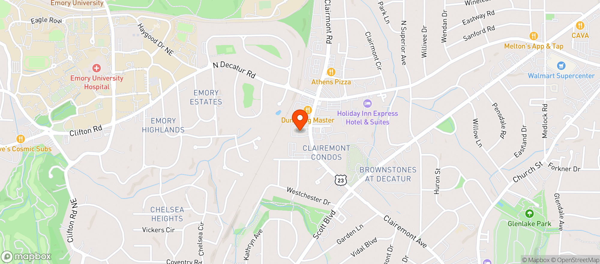 Map showing Decatur Package Store
