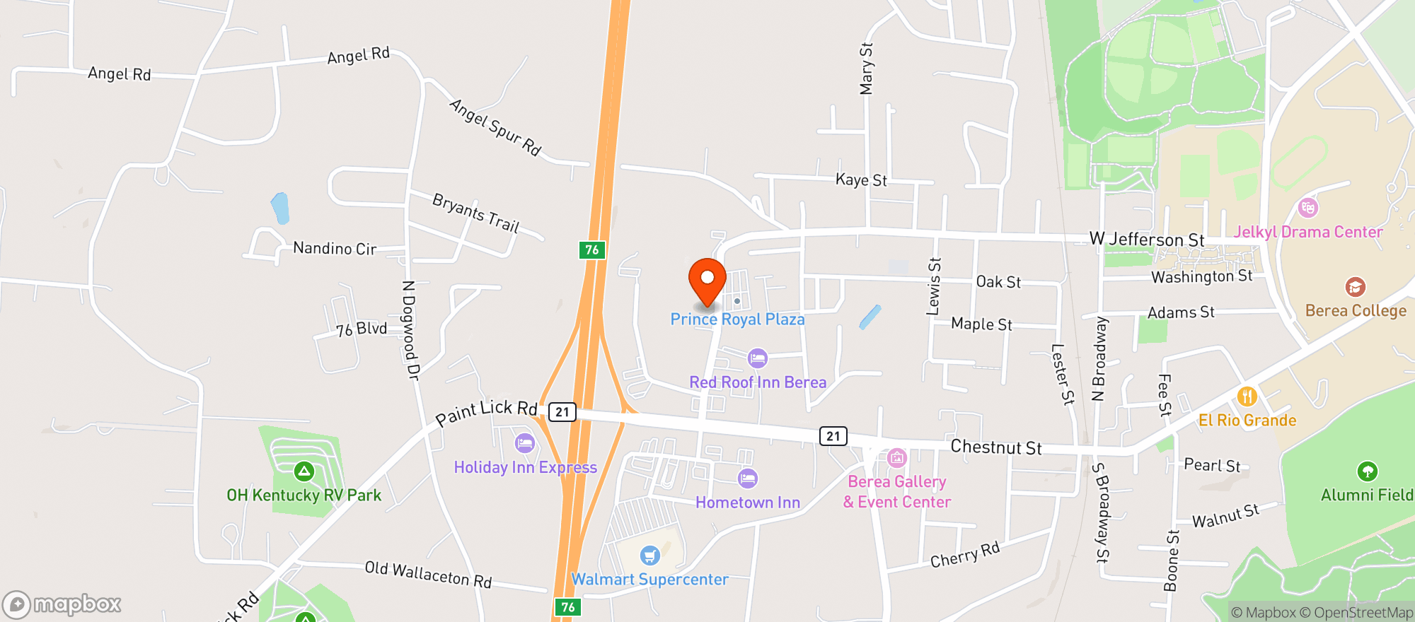 Map showing Berea Liquor