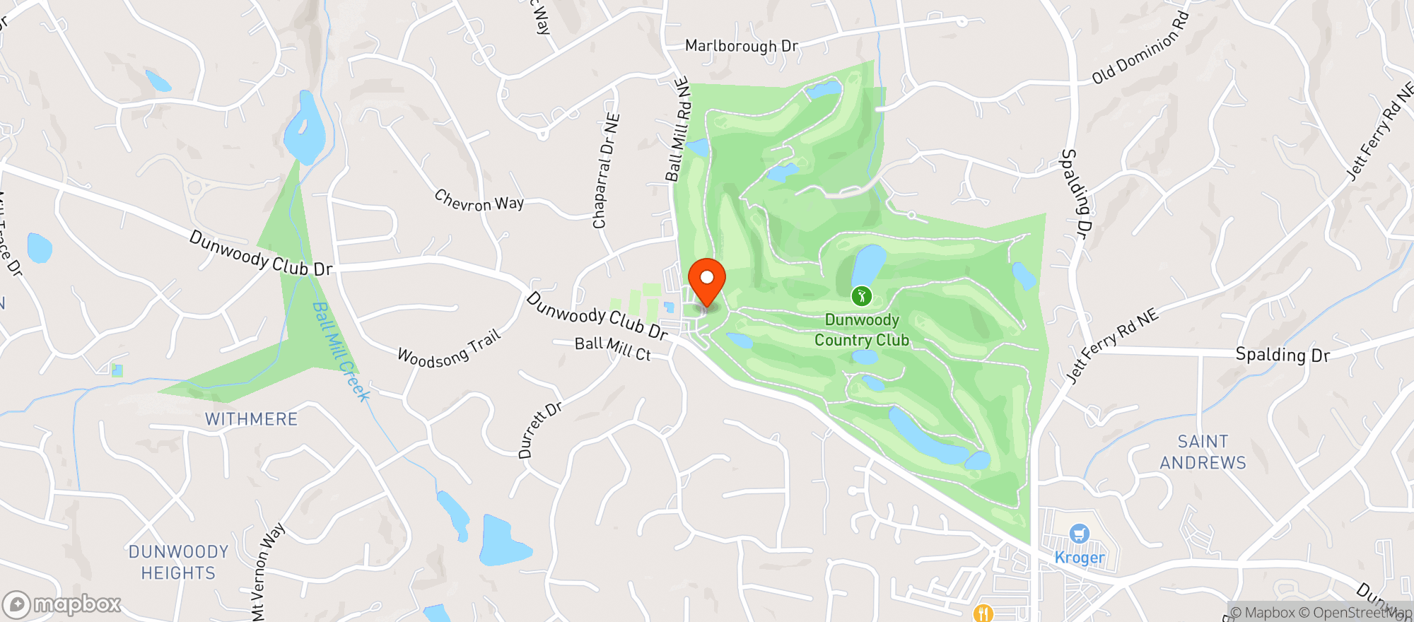Map showing Dunwoody Country Club
