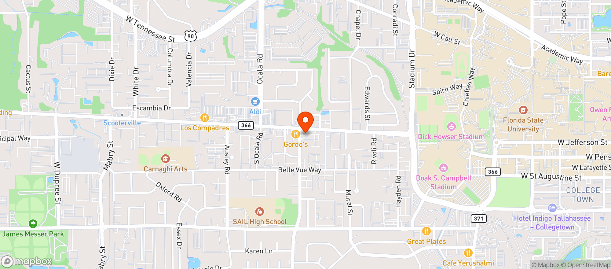 Map showing Mikes Garage