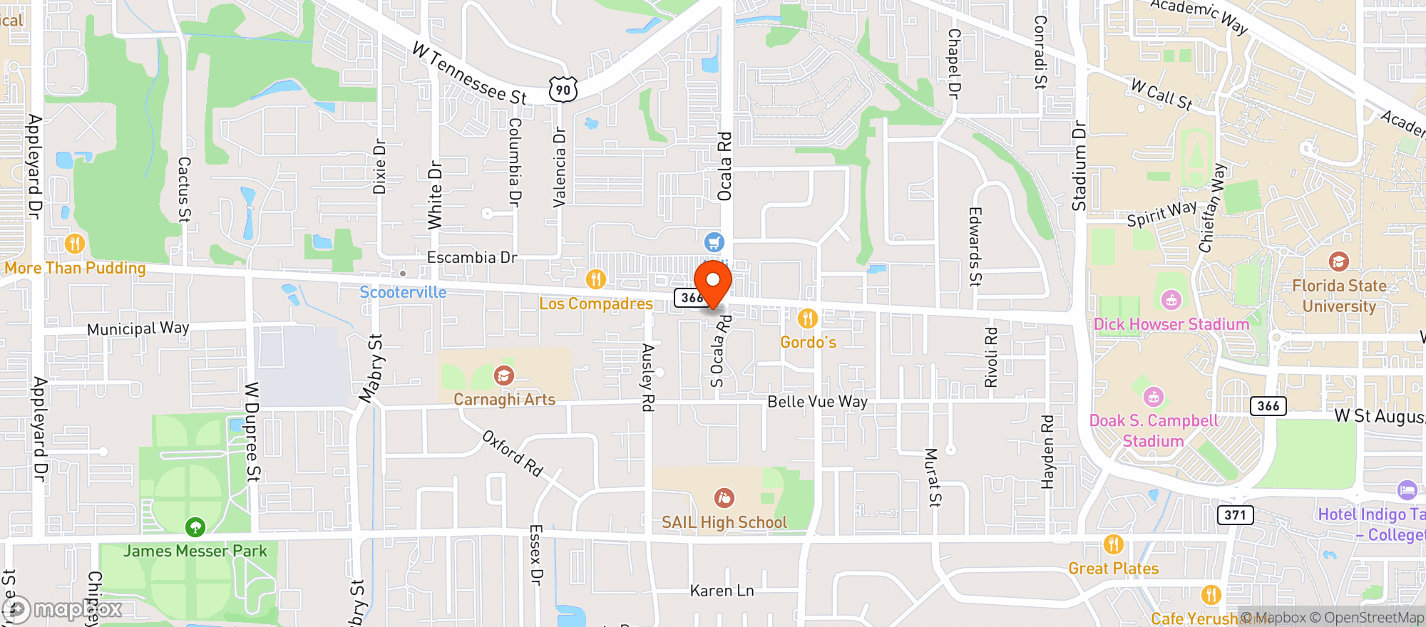 Map showing CIRCLE K (2017 W PENSACOLA ST)