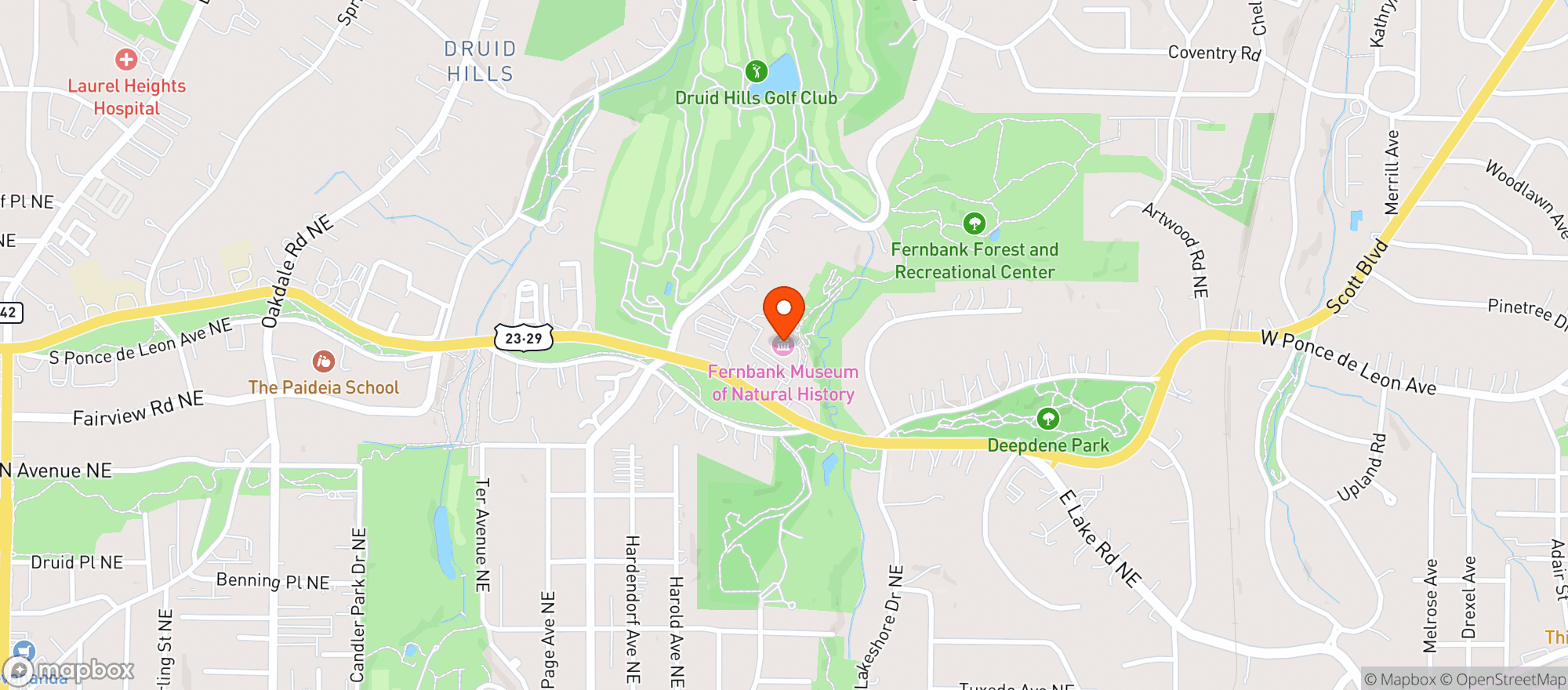 Map showing Fernbank Museum