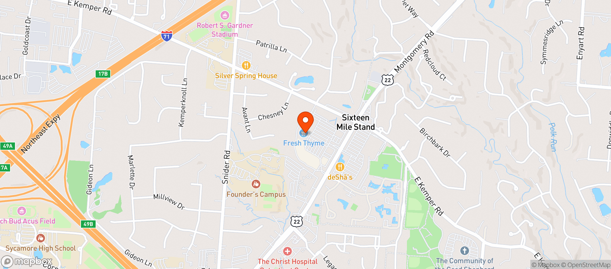 Map showing FRESH THYME - HARPERS STATION
