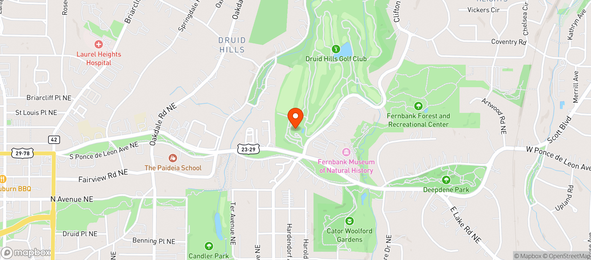 Map showing Druid Hills Golf Club