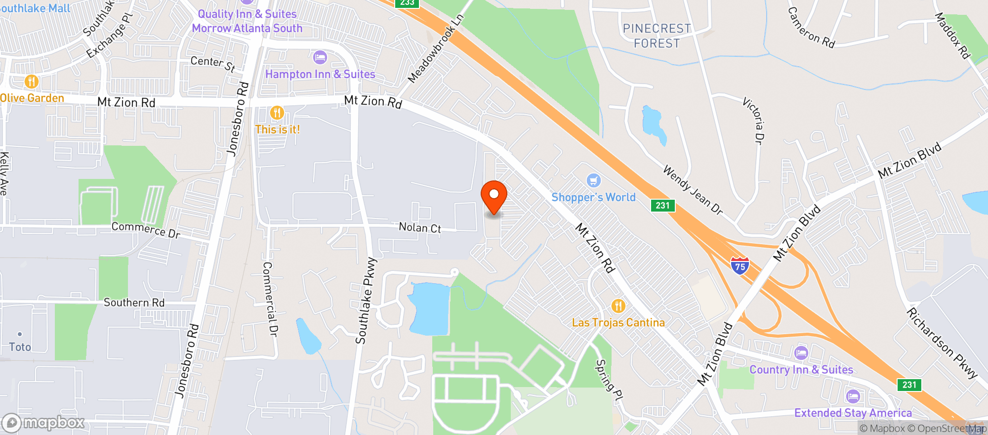 Map showing Door Dash