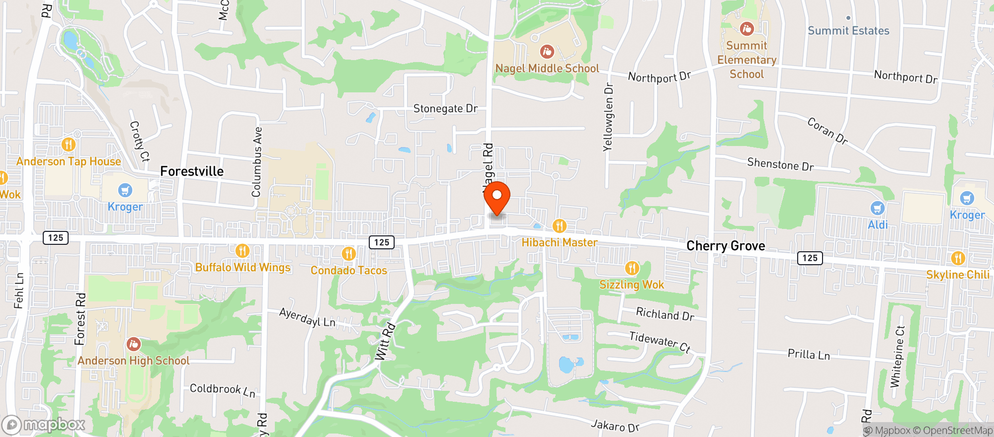 Map showing Anderson Bar & Grill