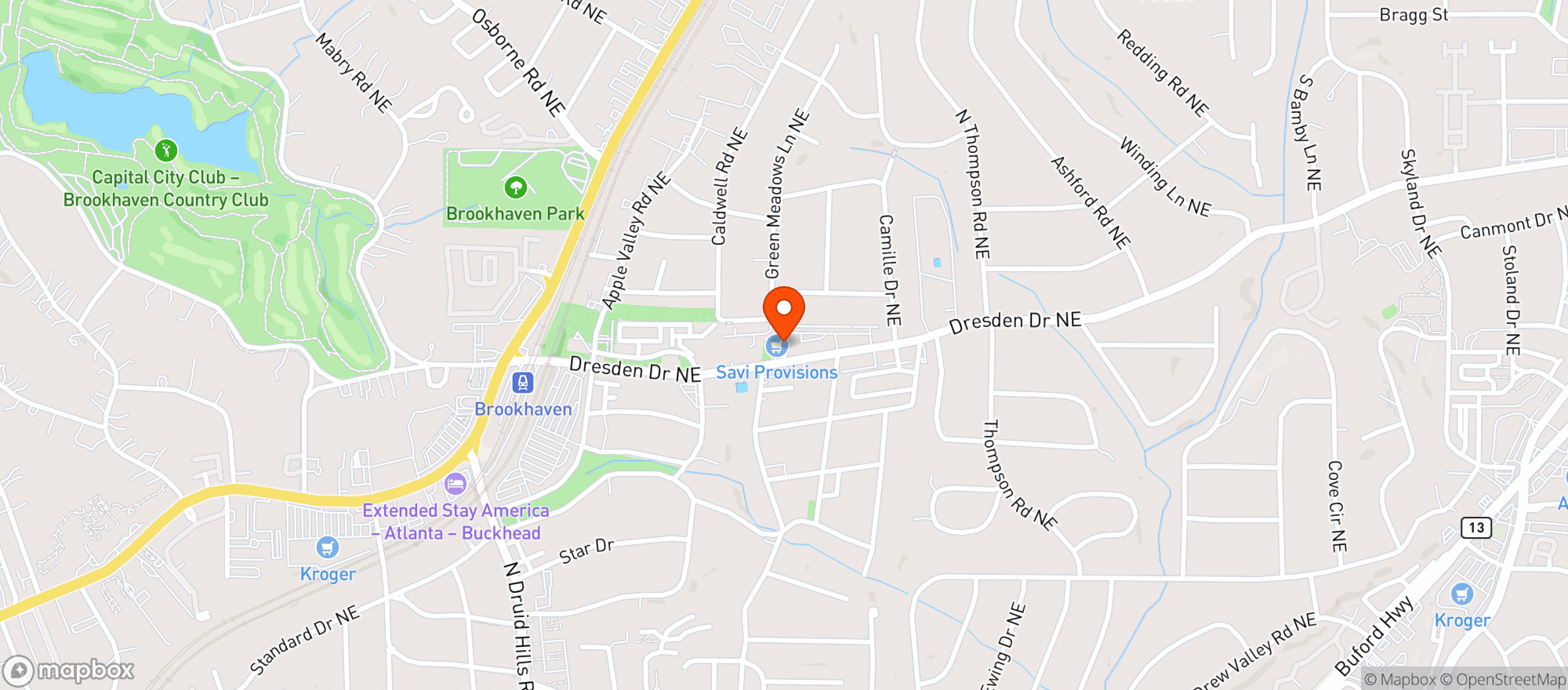 Map showing Savi Provision Brookhaven