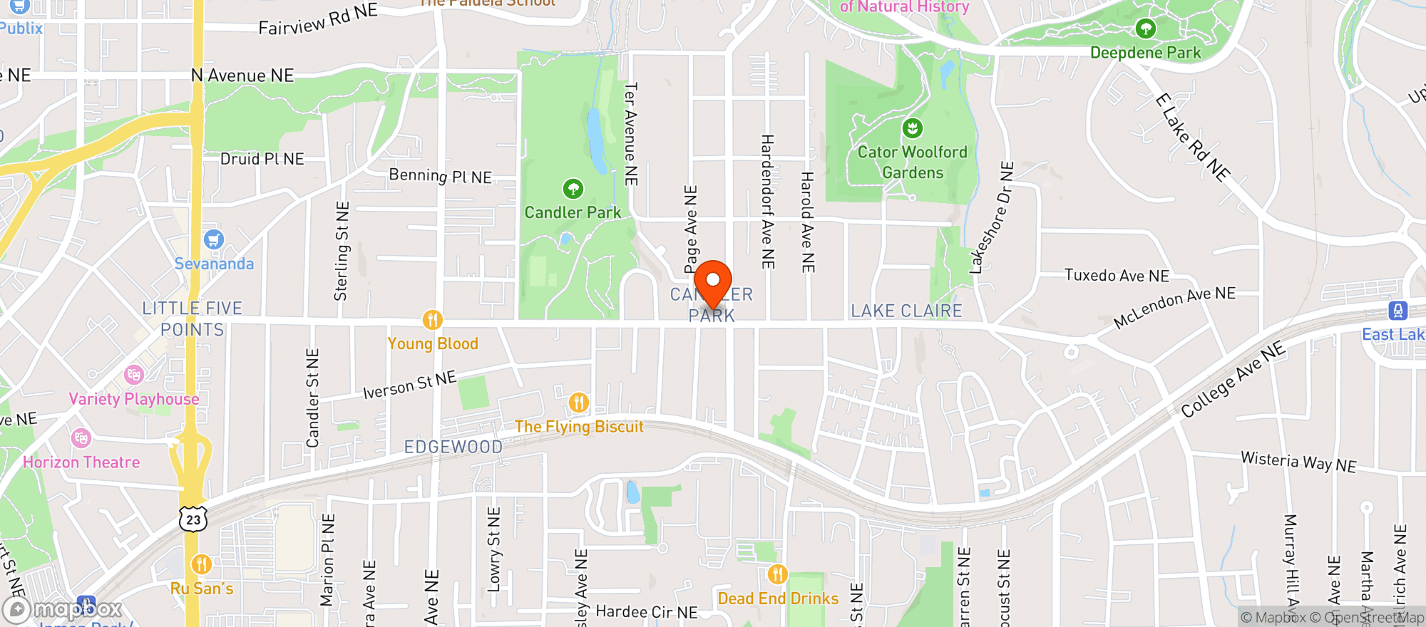 Map showing Candler Park Market