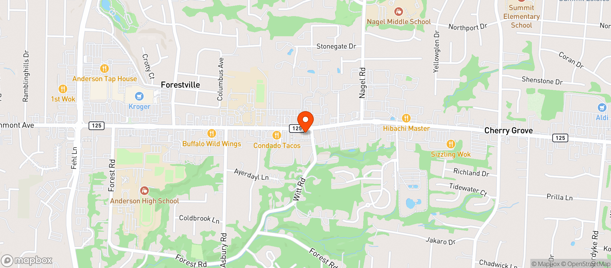 Map showing Deweys Pizza