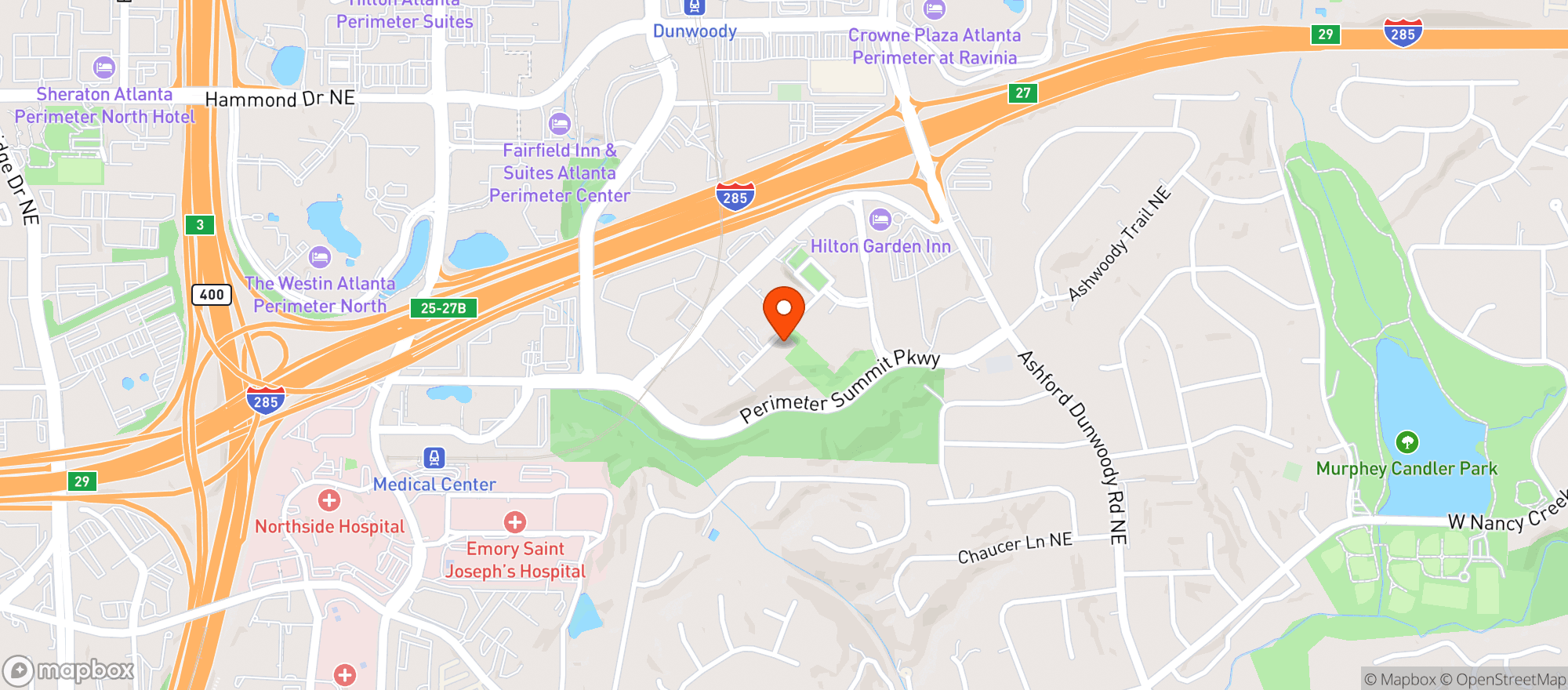 Map showing Hyatt Regency Atlanta Perimeter At Villa Christina
