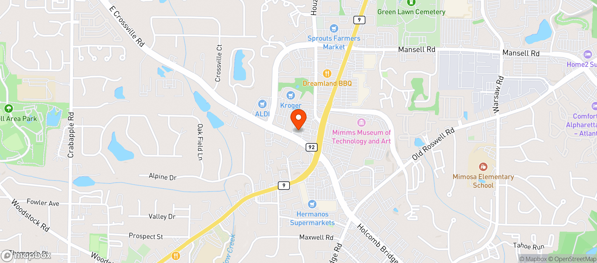 Map showing Roswell Beverage