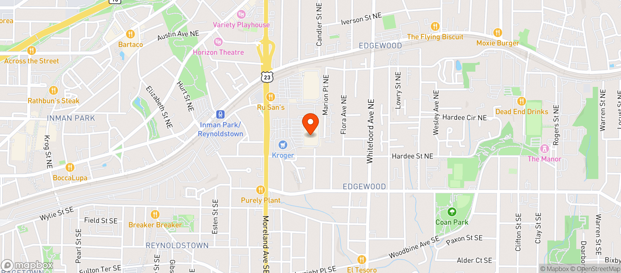 Map showing Target - Atlanta Edgewood
