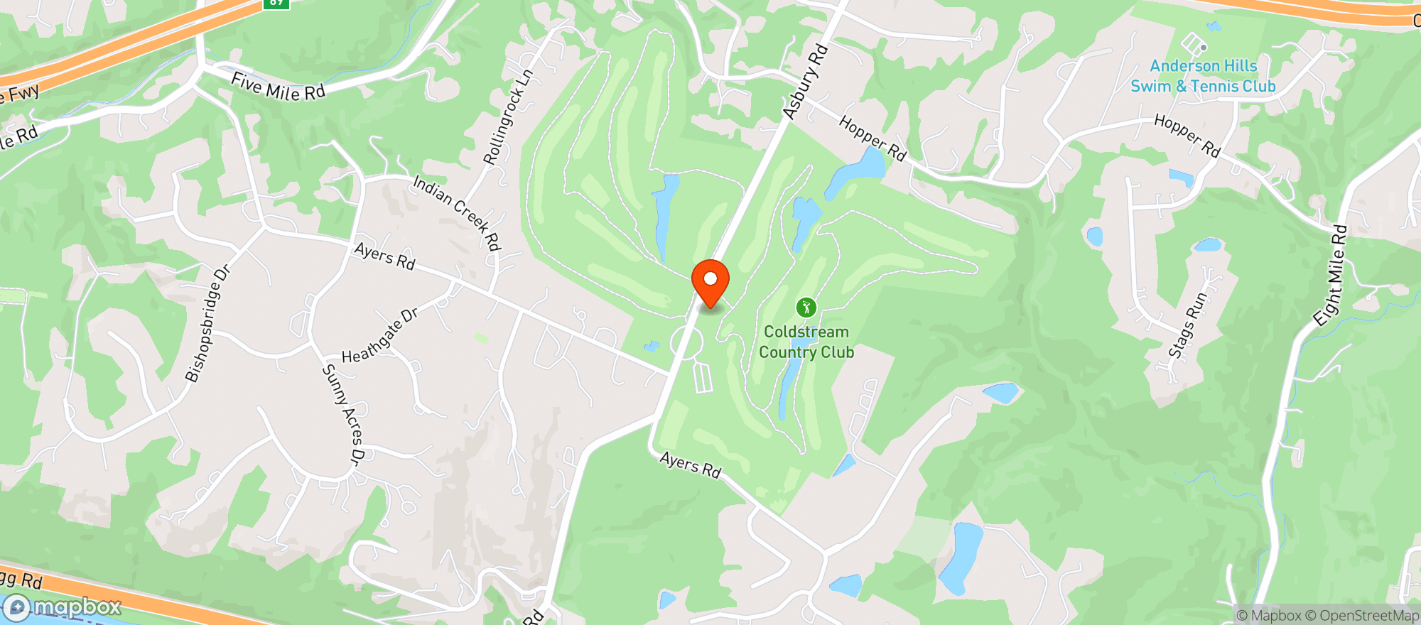 Map showing Coldstream Country Club