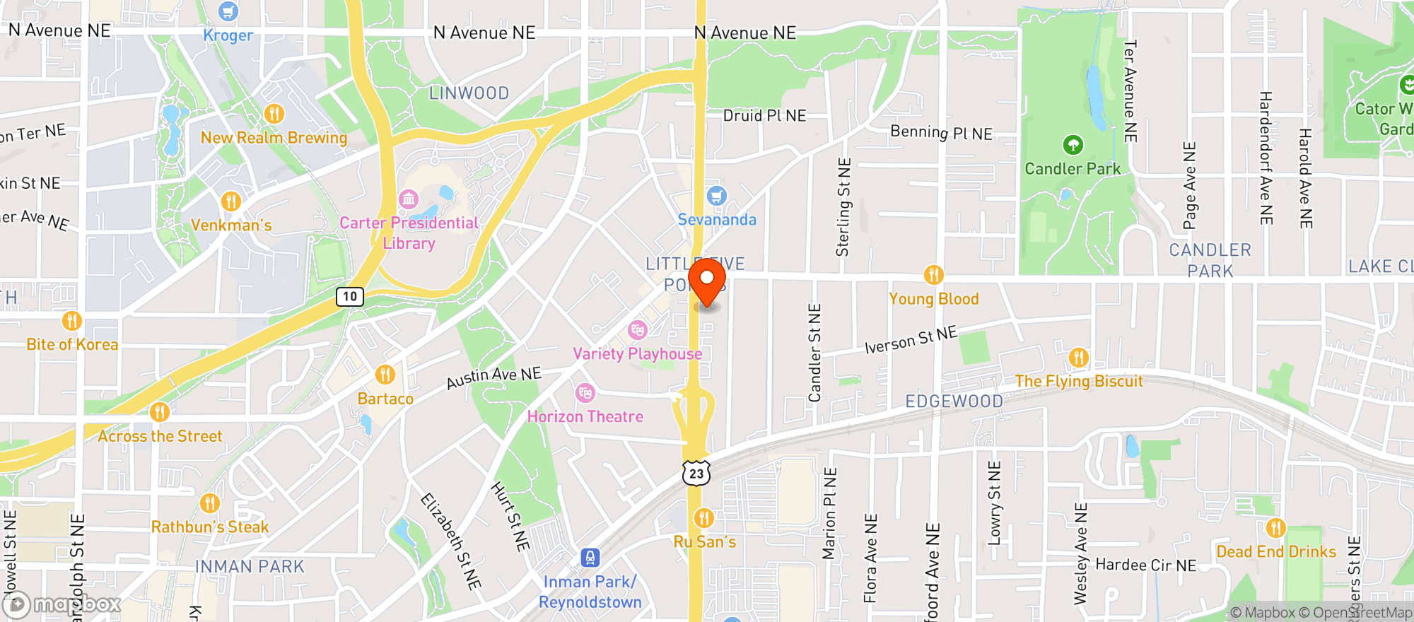 Map showing Hudson Grille