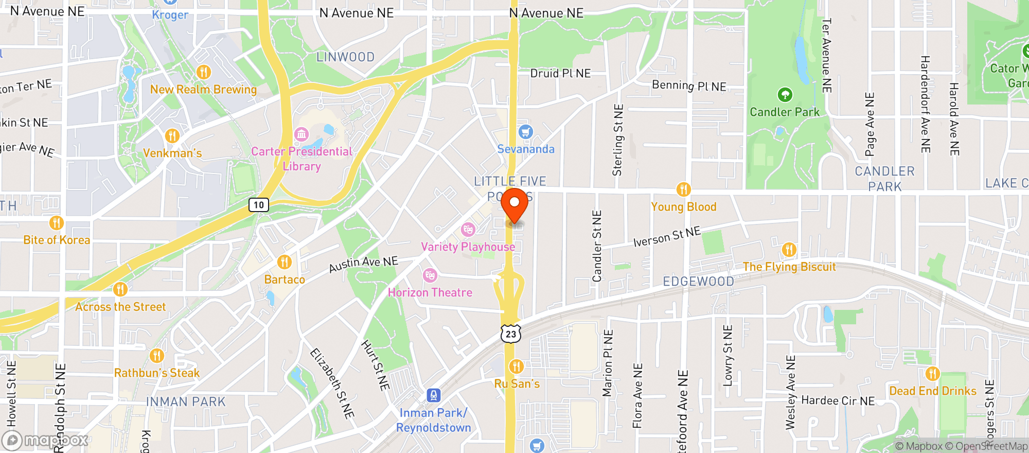 Map showing Teaz Social Kava & Cafe