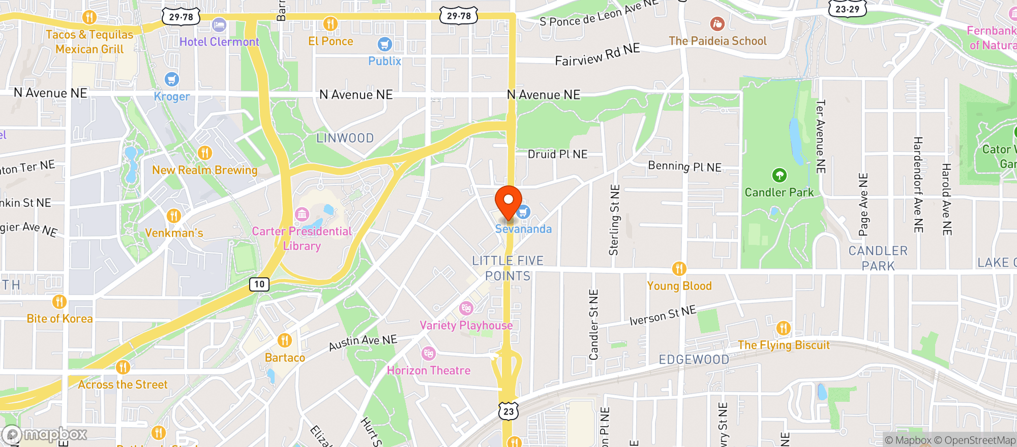 Map showing The Vortex - Five Points
