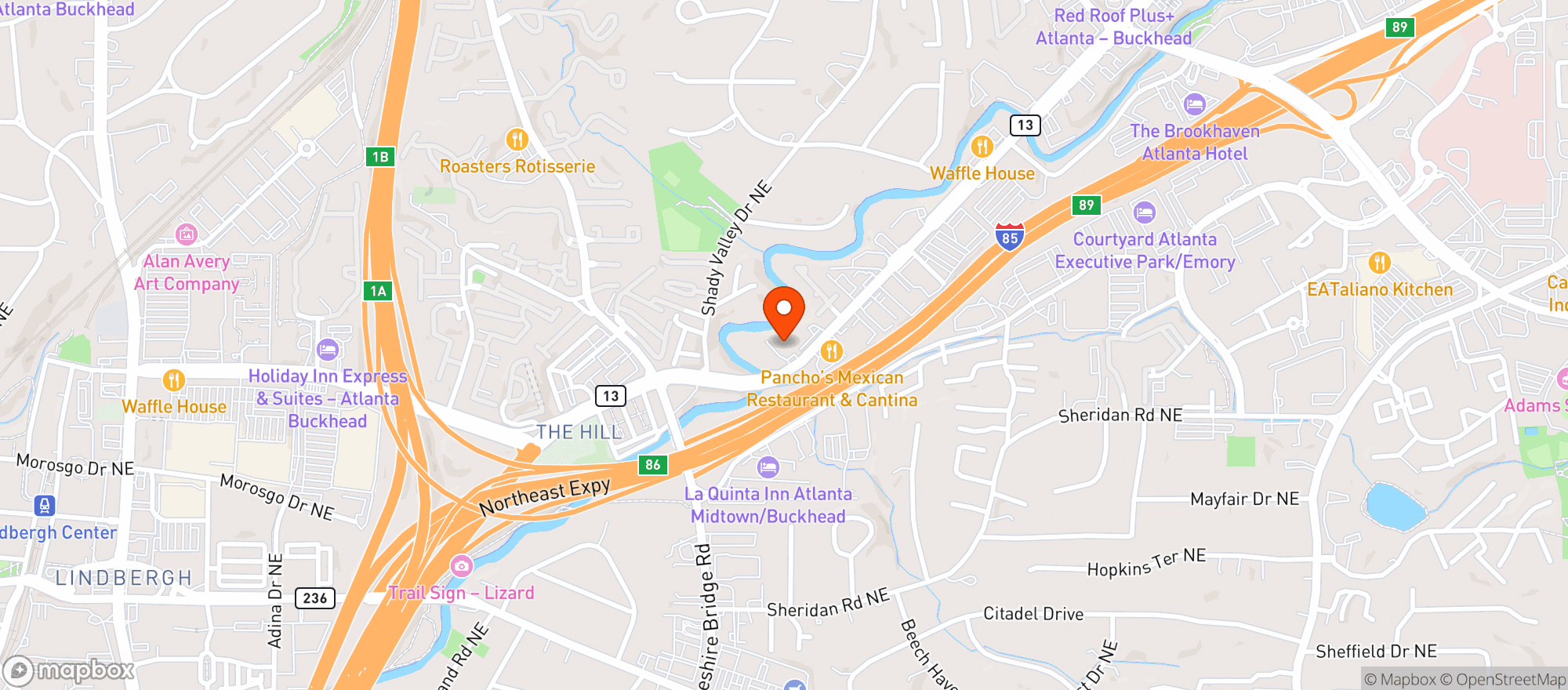 Map showing GREEN'S - MIDTOWN/BROOKHAVEN