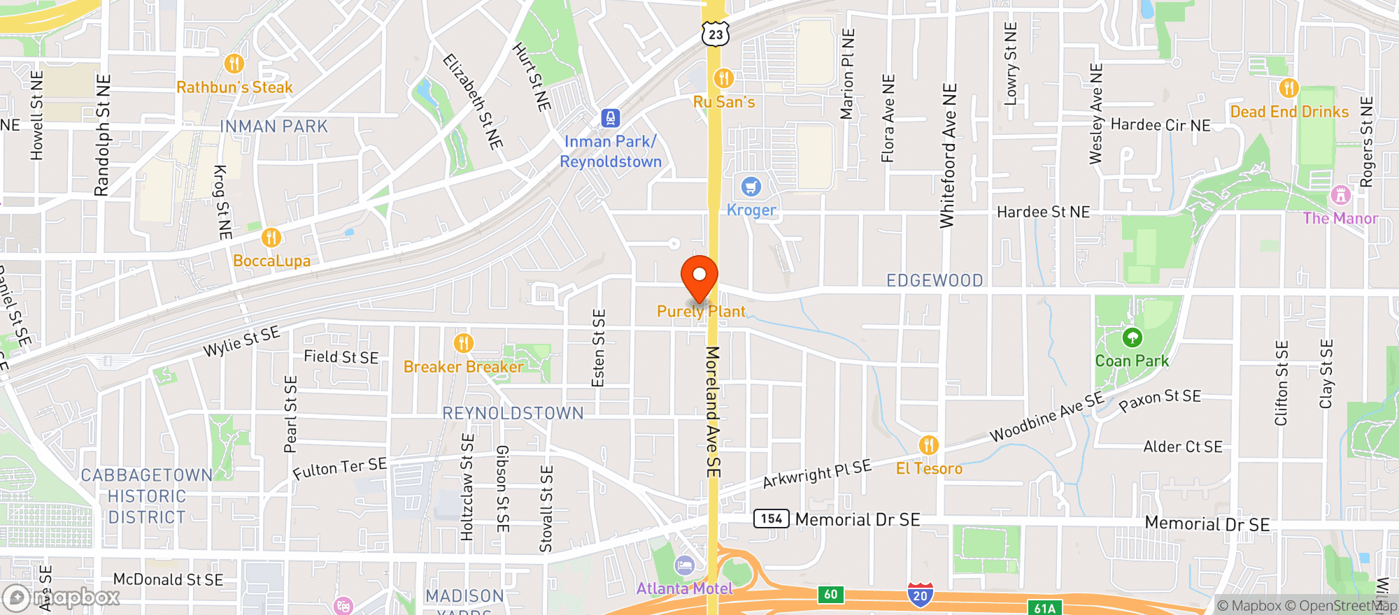 Map showing Moreland Package Store