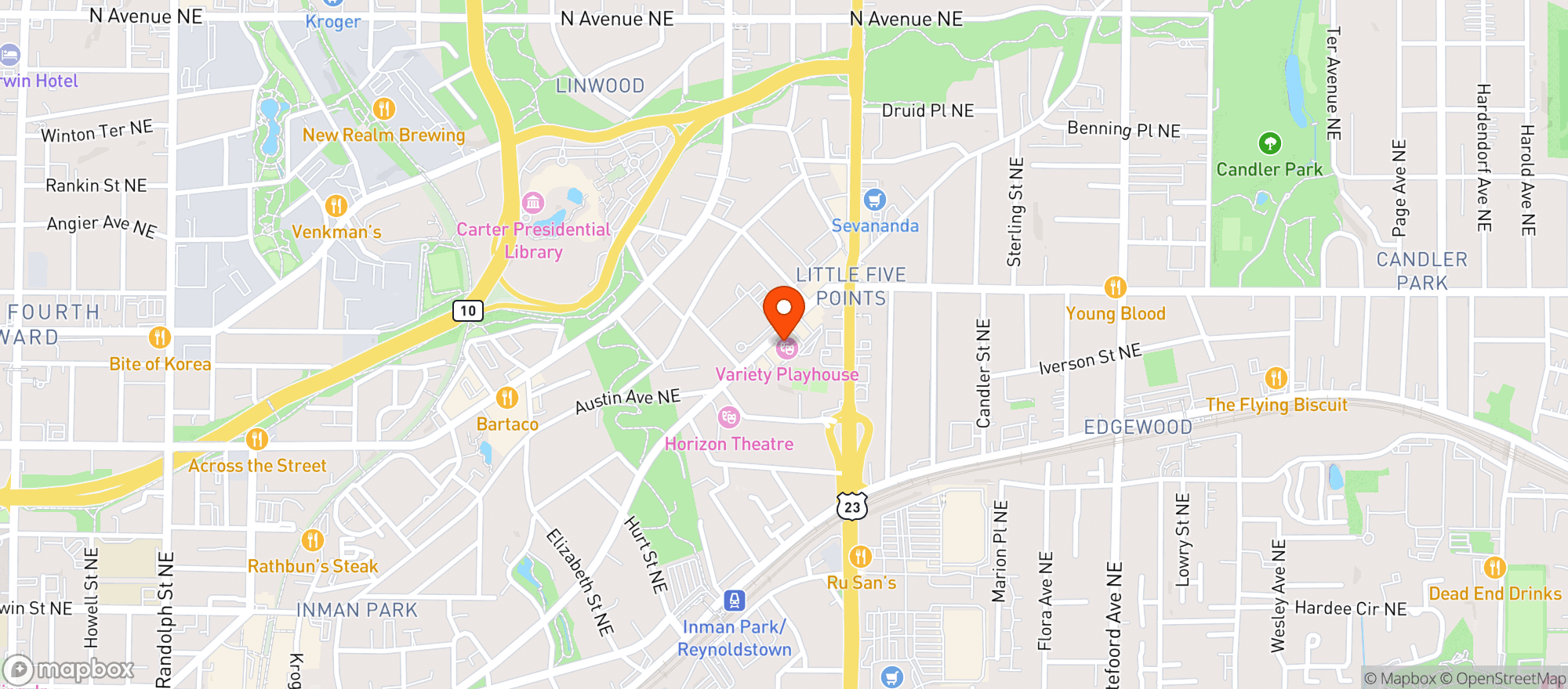 Map showing Variety Playhouse