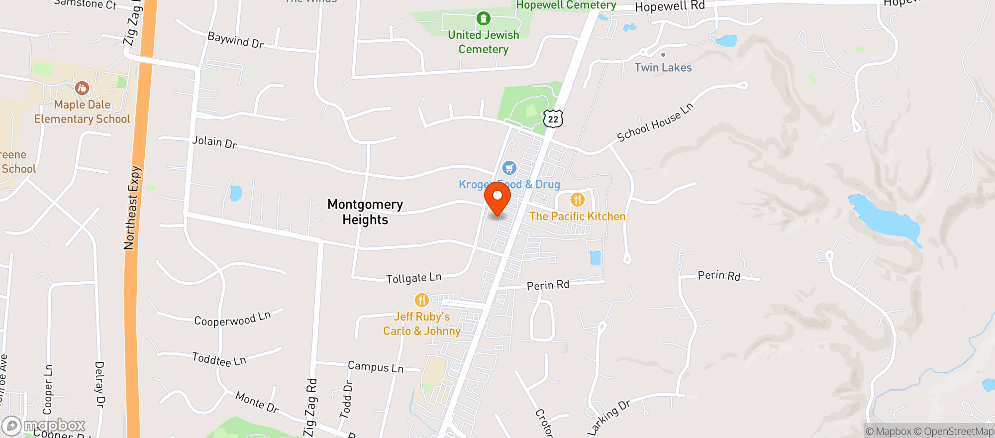 Map showing The Spicy Olive Montgomer