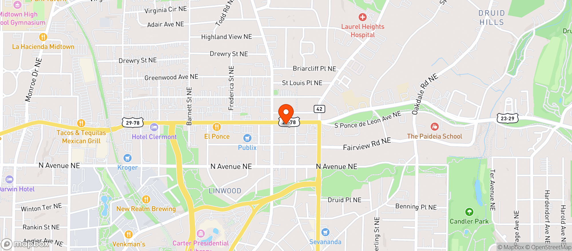 Map showing Atlrx Cbd Atlanta