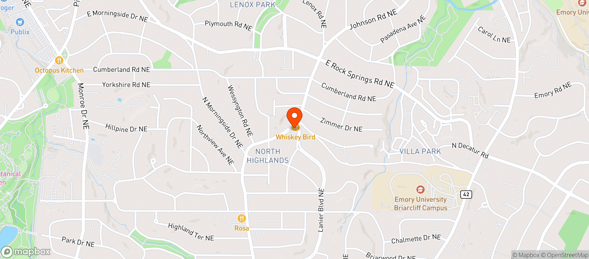 Map showing Whiskey Bird