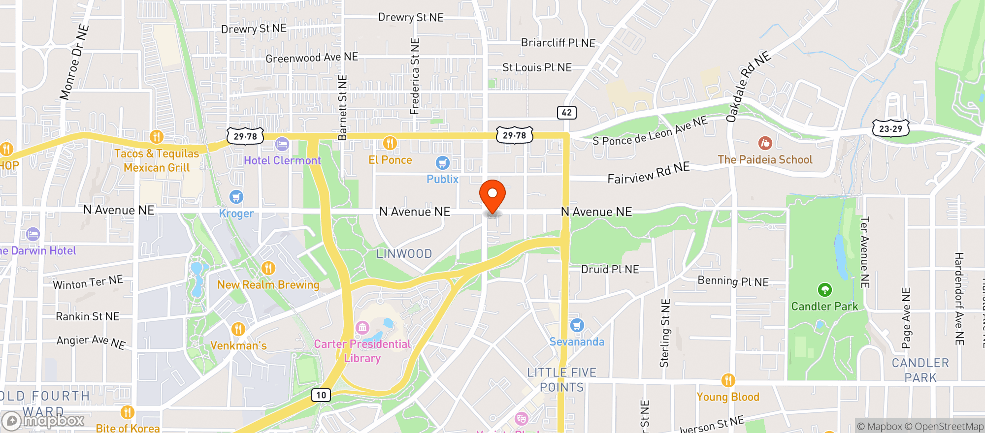 Map showing Spring Street Business