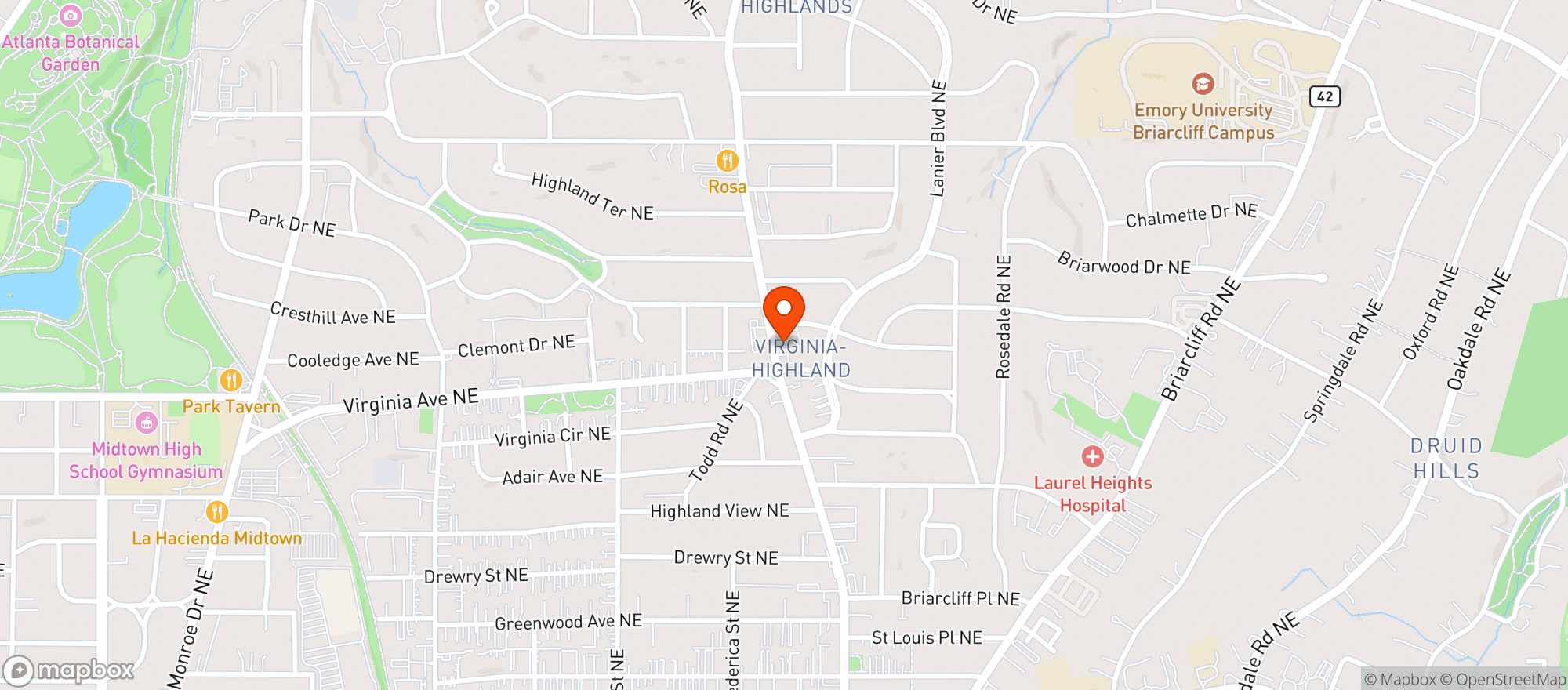 Map showing Moes & Joes