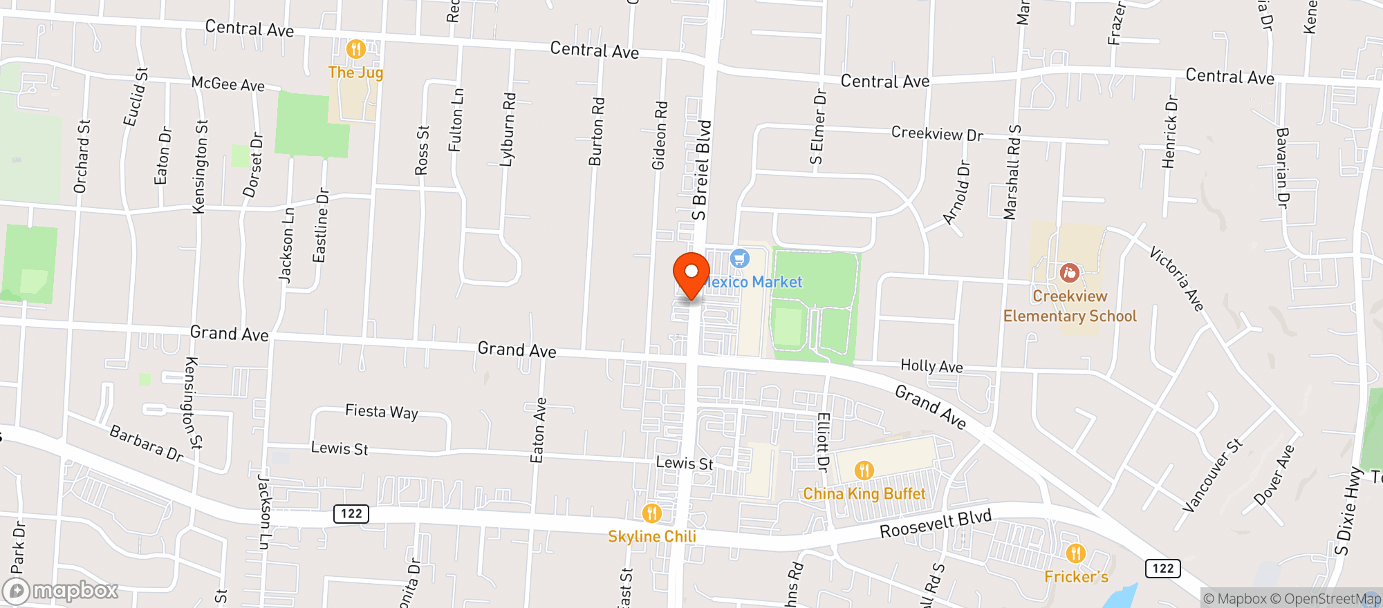 Map showing Dauggies Drive Thru