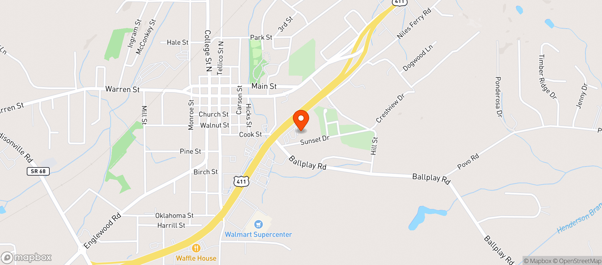 Map showing Sunset Wine & Spirits