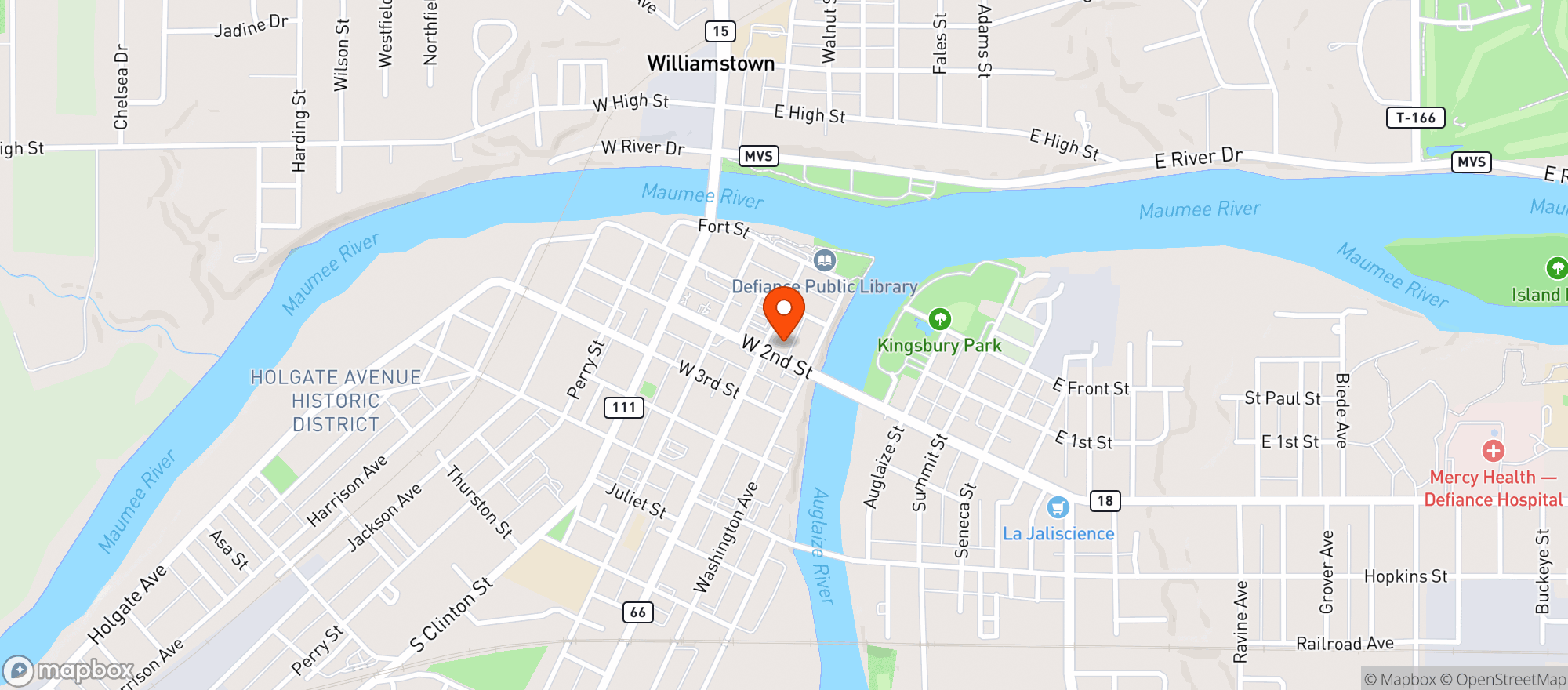 Map showing 310 Defiance